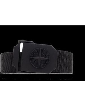 Stone Island Logo Compass Box Buckle Belt - Black
