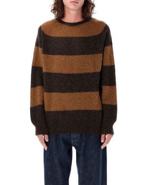YMC Striped Shetland Pullover - Black