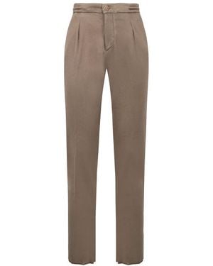 Kiton Logo-Embroidered Straight-Leg Trousers - Brown