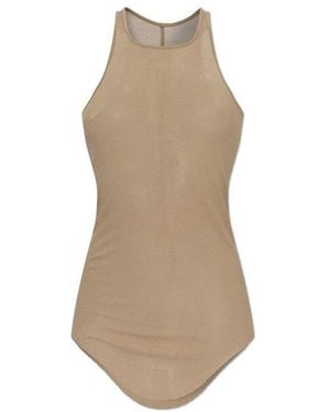 Rick Owens Hollywood Basic Ribbed Scoop Neck Tank Top - Natural