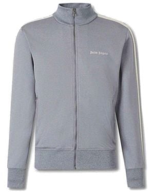 Palm Angels Logo Embroidered Zipped Sweatshirt - Grey