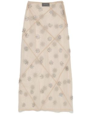Simone Rocha Embellished Sheer Spiral Midi Skirt - Natural