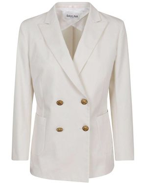 SAULINA Anita Double Breasted Blazer in Black | Lyst