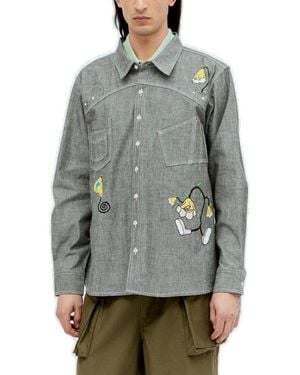 Brain Dead Garden Party Chambray Button-Up Shirt - Grey