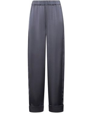 Blanca Vita Psidium Wide-Leg Satin Trousers - Blue