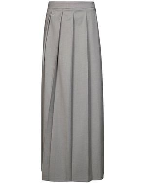 Liu Jo Side-Slit Pleated Twill Skirt - Grey