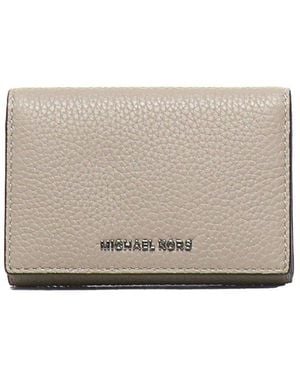 Michael Kors Hudson Pebbled Leather Card Case - Gray