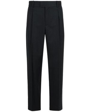 Drole de Monsieur Logo Embroidered Pleated Trousers - Black