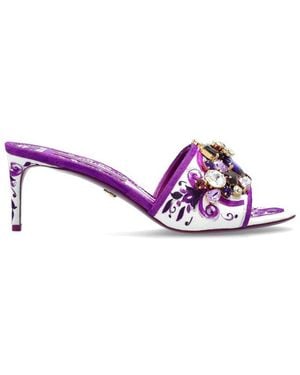 Dolce & Gabbana Brocade Mules - Purple