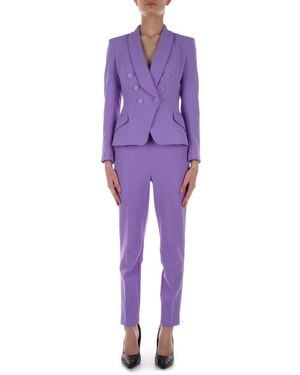 Elisabetta Franchi Logo Plaque Tapered Trousers - Purple