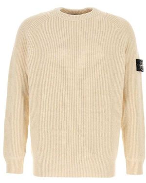 Stone Island Logo Patch Sweater - Natural