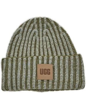 UGG Logo-Patch Ribbed Beanie - Green