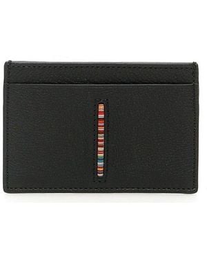 Paul Smith Signature Stripe Leather Card Holder - Black