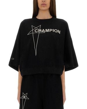 Rick Owens X Champion Cropped Tommy T-Shirt - Black