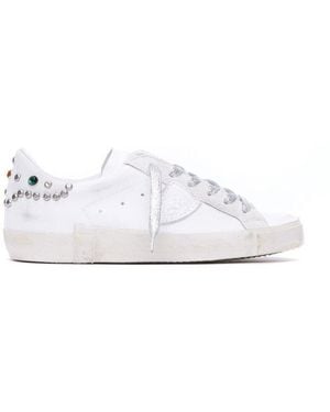 Philippe Model Embellished Low-Top Sneakers - White