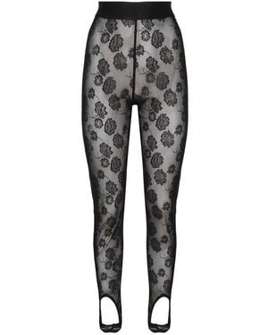 Nue Floral Lace Stirrup Trousers - Grey