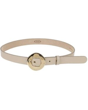 Tod's Buckled Leather Belt - Natural