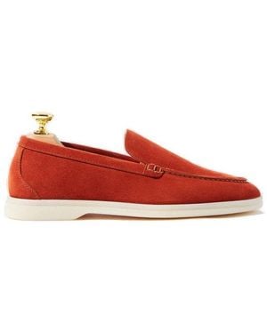 SCAROSSO Ludovica Almond Toe Loafers - Red
