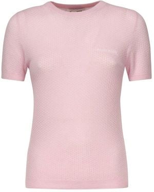 Miu Miu Crewneck Knitted Top - Pink