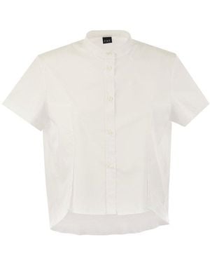 Fay Layered Short-sleeved Poplin Shirt - White