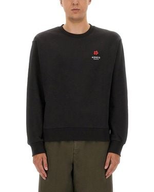 KENZO Logo Embroidered Crewneck Sweatshirt - Black