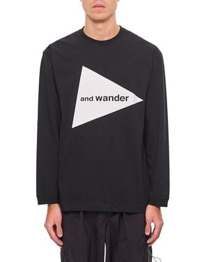 and wander Logo Printed Crewneck T-Shirt - Blue