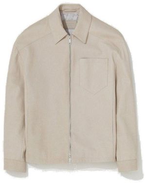 Prada Zip-Up Leather Jacket - Natural
