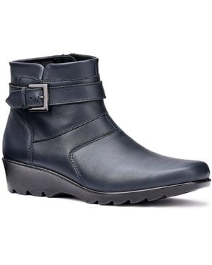 Hotter Foxton Low Wedge Boots - Blue