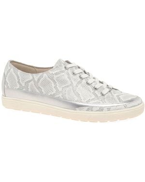 Caprice Star Casual Lace Up Trainers Snake Print - White