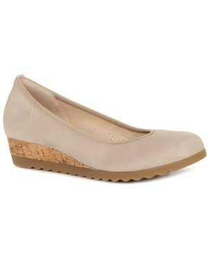 Gabor Epworth Low Wedge Heeled Shoes - Natural