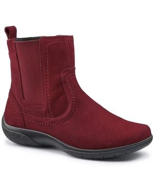 Hotter Kendal Ankle Boots Currant Suede - Red