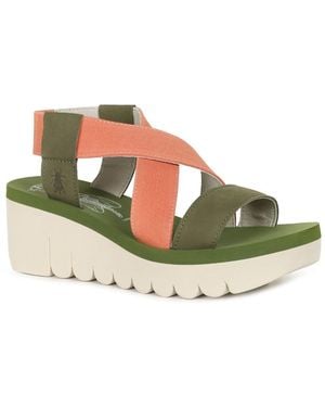 Fly London Yabi Wedge Heel Sandals - Green
