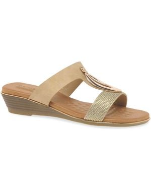 Lunar (GRS) Porto Low Wedge Sandals - Metallic