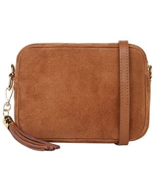 Elie Beaumont Crossbody Suede Messenger Bag - Brown