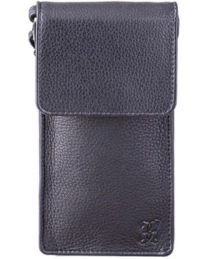 Lakeland Leather Bowness Leather Crossbody Phone Pouch - Blue