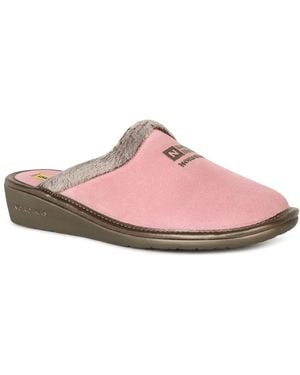 Nordika's Suede Wedge Mule Slippers - Pink
