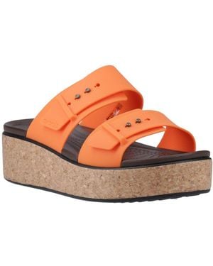 Crocs™ Brooklyn Buckle Low Wedge Sandals - Orange