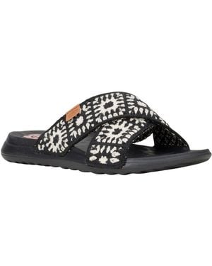 HEYDUDE Christi Slide Cottage Crochet Sandals - Black