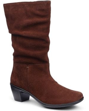 Hotter Rhone Wide Fit Calf Boots - Brown