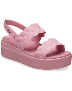 Crocs™ Brooklyn Woven Low Wedge Sandals - Pink