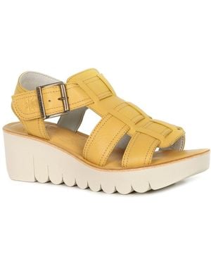 Fly London Yudd Wedge Heel Sandals - Metallic