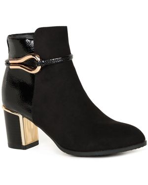 Lotus Sleek Leather Ankle Boots - Black