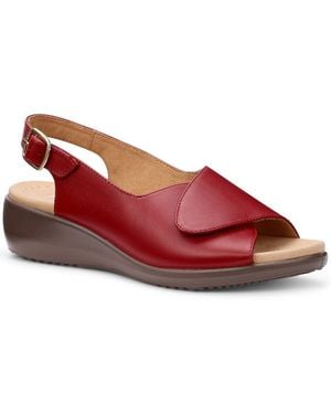 Hotter Olivia Peep Toe Low Wedges - Red