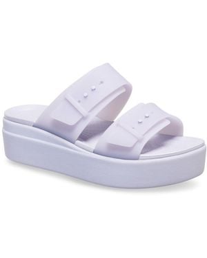 Crocs™ Brooklyn Buckle Low Wedge Sandals - Purple