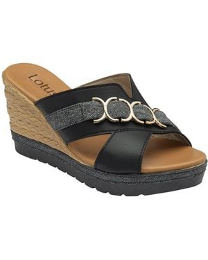 Lotus Toscana Wedge Sandals - Black