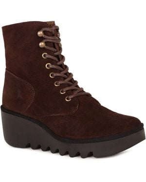 Fly London Birr Wedge Heel Boots - Brown