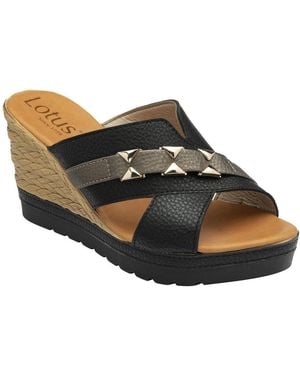Lotus Barracuda Wedge Sandals - Black