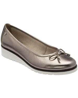 Lotus Fernanda Low Wedge Ballerina Court Shoes - Grey