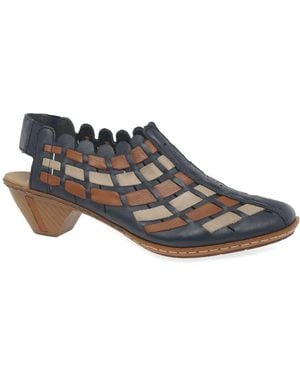 Rieker Sina Leather Woven Heeled Shoes - Blue