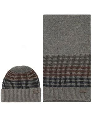 Barbour Branton Beanie &Amp; Scarf Set - Grey